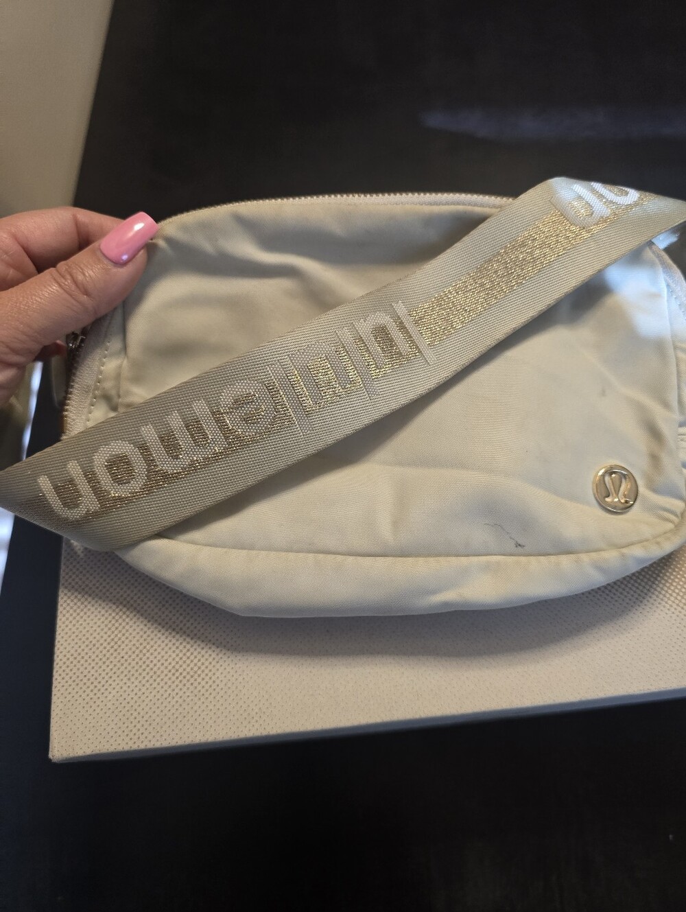 Lululemon Belt Bag With Gold Metallic Lettering - Soft Nylon Crossbody